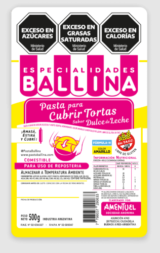 PASTA BALLINA FORMULA H COLOR AMARILLA x500grs.