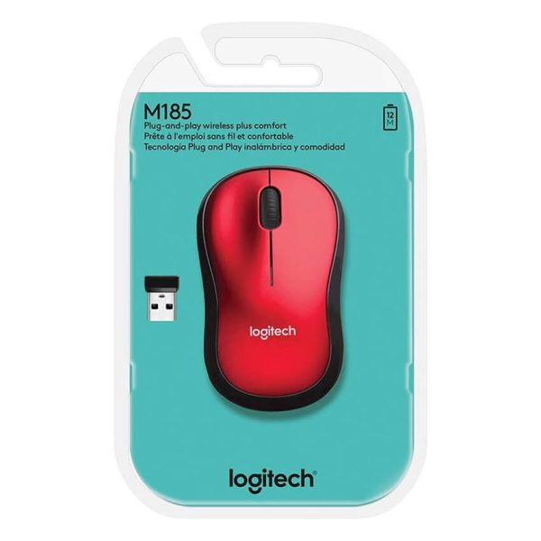 Mouse LOGITECH M185 Red Inalambrico