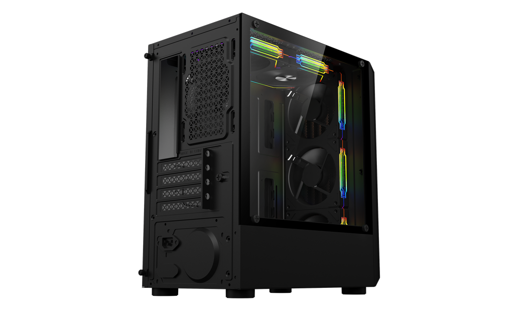 Gabinete SAIKANO Lenga 4 Fans Argb - Frontal en Madera - Vidrio Templado