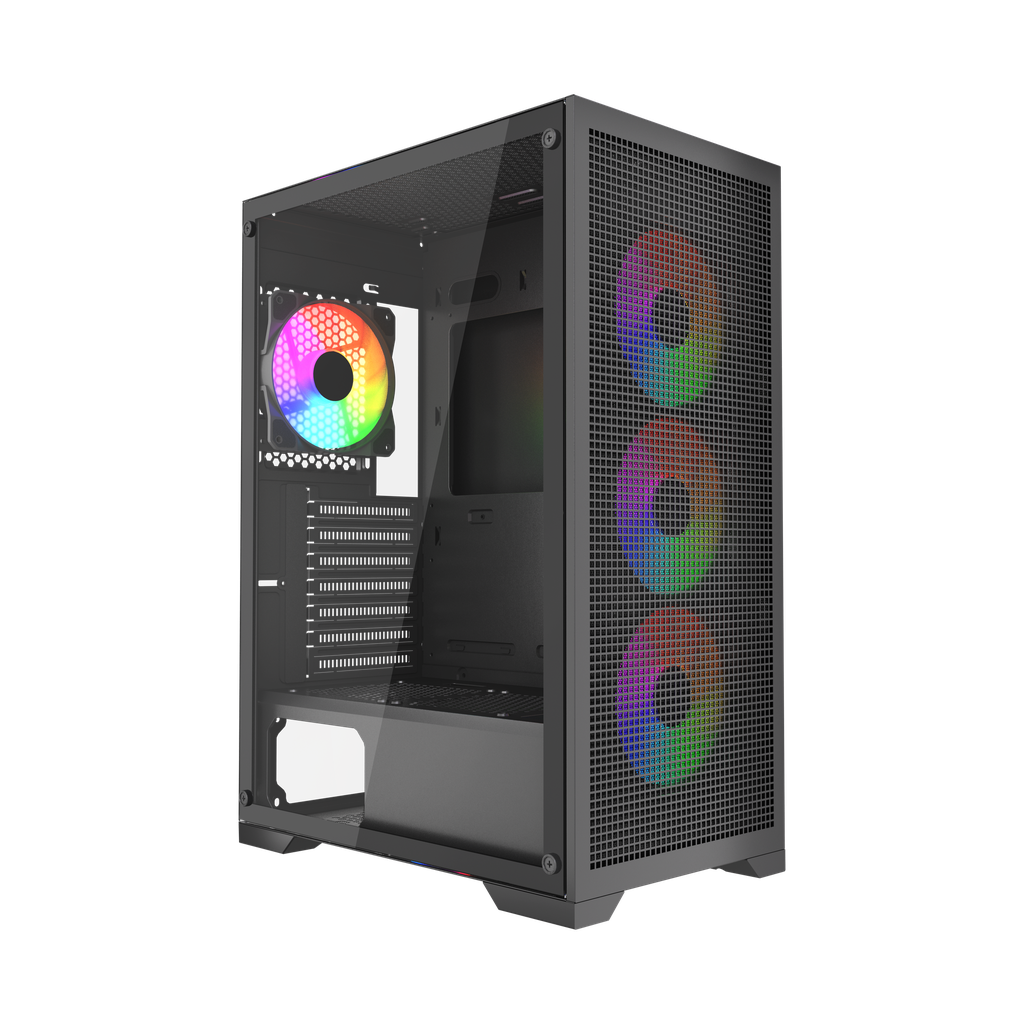 Gabinete SAIKANO Tx5 4 Fans Argb - Mesh Frontal - Vidrio Templado